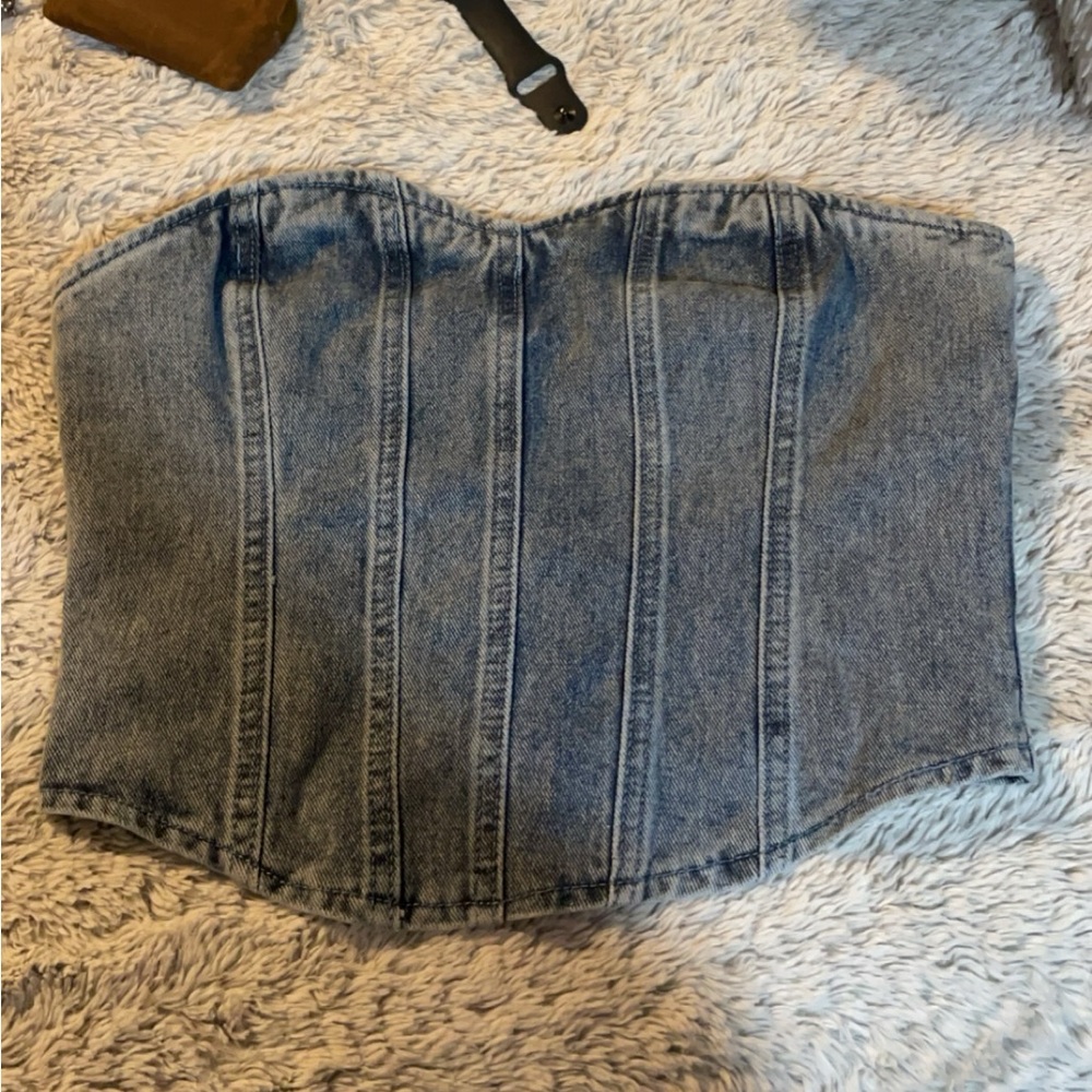 Jean strapless top